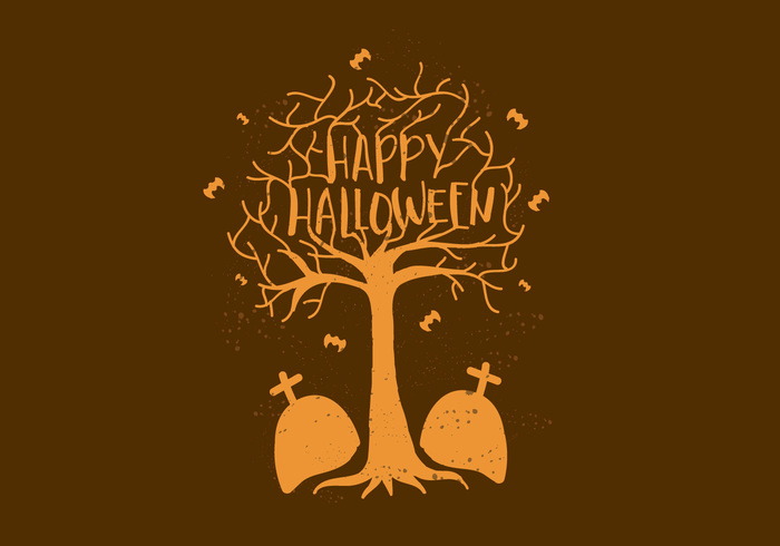 wallpaper tree silhouette spooky silhouette poster orange October horro happy halloween Grave drawing design dead tree brown bat background 
