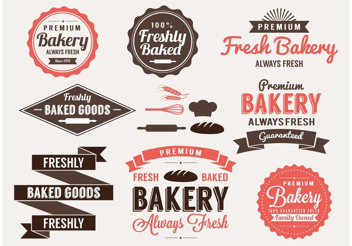 vector labels vector badges labels Food Badges food Bakery Labels Bakery Badges bakery Baked Goods badges 
