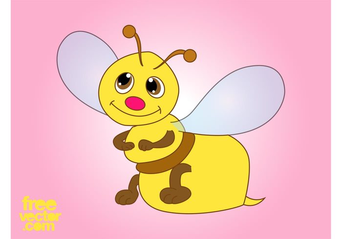 wings stinger Smile nature mascot insect happy fly comic character cartoon bee animal 