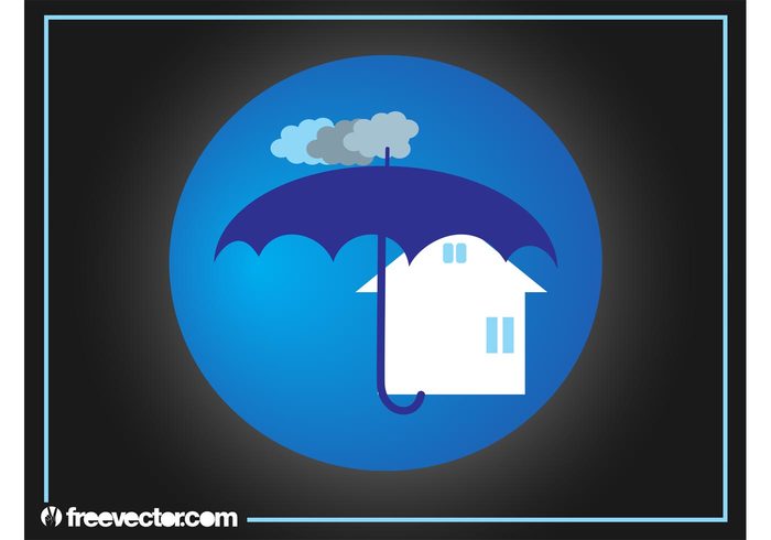 Windows umbrella template roof real estate logo icon house Home insurance home clouds building 
