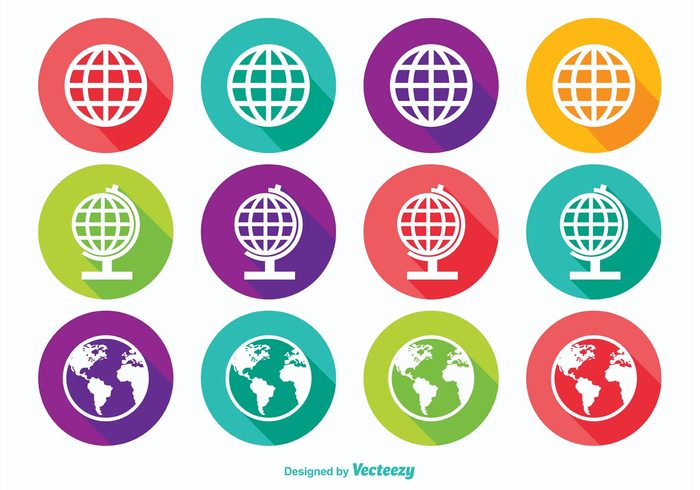 world west vector USA trendy travel symbol sphere simple silhouette sign shape shadow set sea planet ocean north map long shadow long icon set icon graphic globe icon globe global geography flat Europe environment element earth icon earth design continent colorful Cartography button blue ball america 