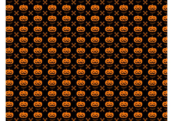 wallpaper silhouettes seamless pattern scary Jack-o’-lanterns horror Crossed bones Carved pumpkins bats background animals 