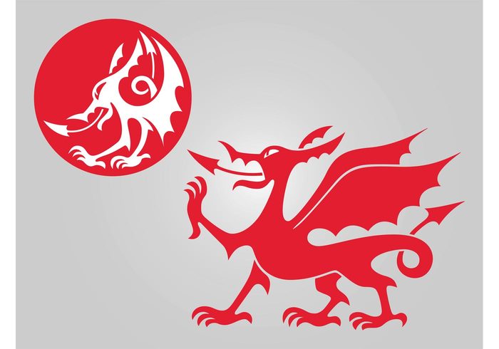 tattoos silhouettes round outlines oriental mythology mythological logo japan icon fantasy eastern creatures circle china badge asia animals  
