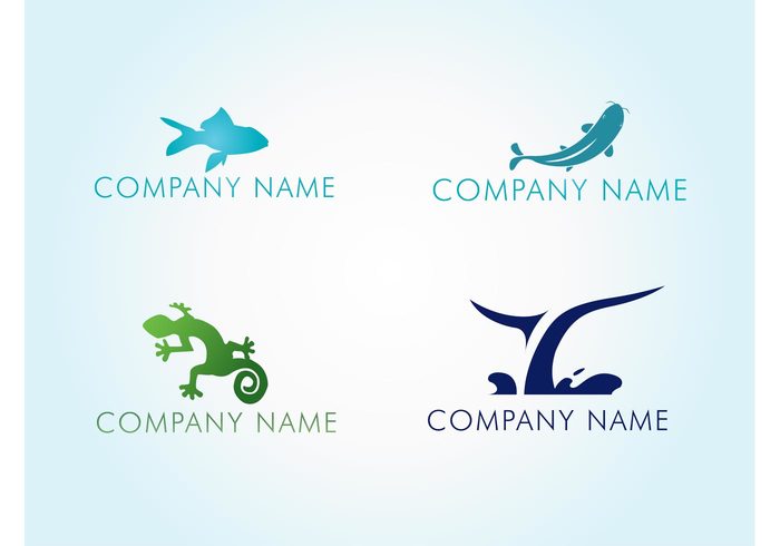 Zoo whale water vector logos symbols signs sea Salamander Reptiles ocean logo design lizard icons fish 