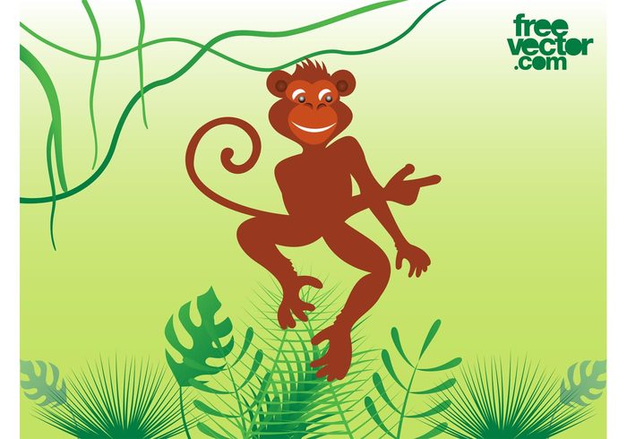wildlife wild plants monkey leaves jungle forest comic character cartoon animal 