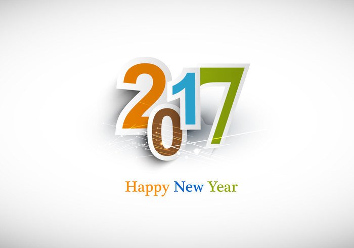 year paper number new January happy greeting gray festival event colorful celebration card background 2017 