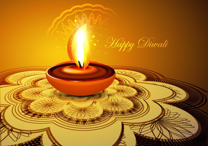 sparkling shiny Rangoli pattern happy glowing floral festival diya Diwali design celebration card background 