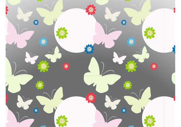 wallpaper vector pattern seamless pattern plants nature insects flowers circles butterflies background Backdrop image animals  