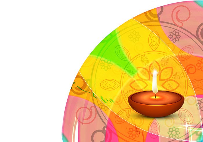 white Rangoli lit lamp diya Diwali design deepawali composite colorful clay celebration card background arch 