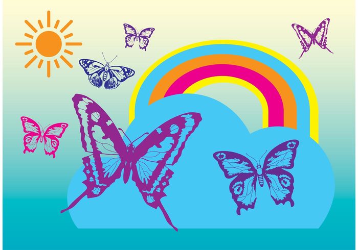 trendy sun style sky rainbow nature motion insect holiday fly flight elegant cool colorful color cloud clipart butterfly butterflies birthday 