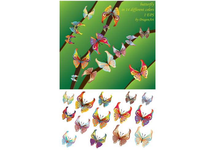 wing wallpaper style shape set ornate nature flight elegance design decorative decoration colorful collection butterfly blue beautiful 