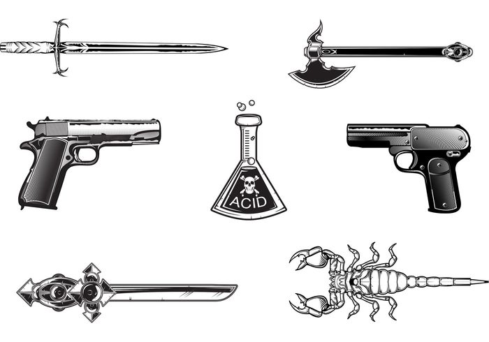 sword scorpion poison knife guns designbydisorder black axe acid 