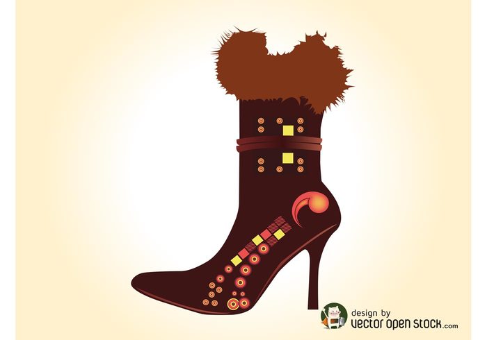 women's winter trends shoe high heels Geometry geometric shapes fur fashionable fashion boot 