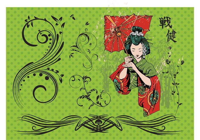 vector ornaments Vector freebies Vector footage tribal tattoo swirls scrolls plants geisha Free download pack 