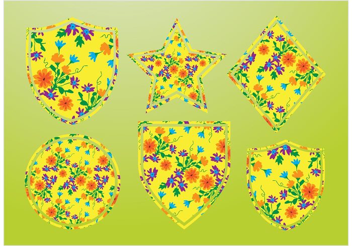 summer star spring sign shapes leaf environment ecology eco cute clip art burst blossom badges 