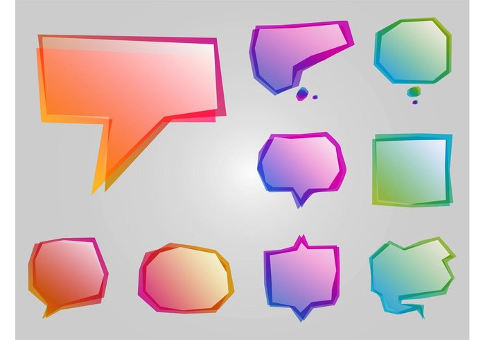 stickers speech bubbles shapes Messaging logos icons gradients decorative decorations decals Comic Book colors Chat icons 