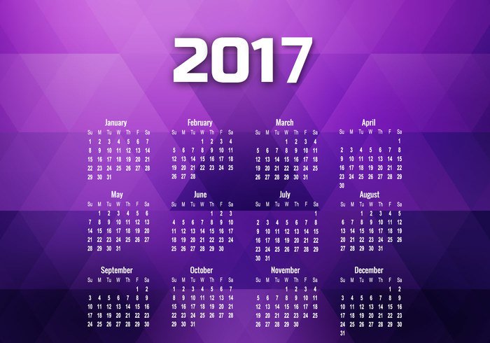 year week violet text purple number new months diary day date calendar background Annual 2016 