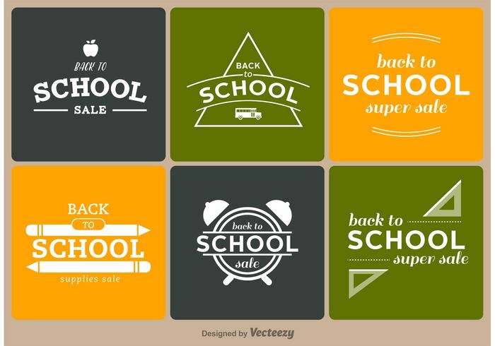 vintage typography typographic text symbol stamp sign set September season school sale ribbon label icon education collection class banner badge background Back to school back August advertising  