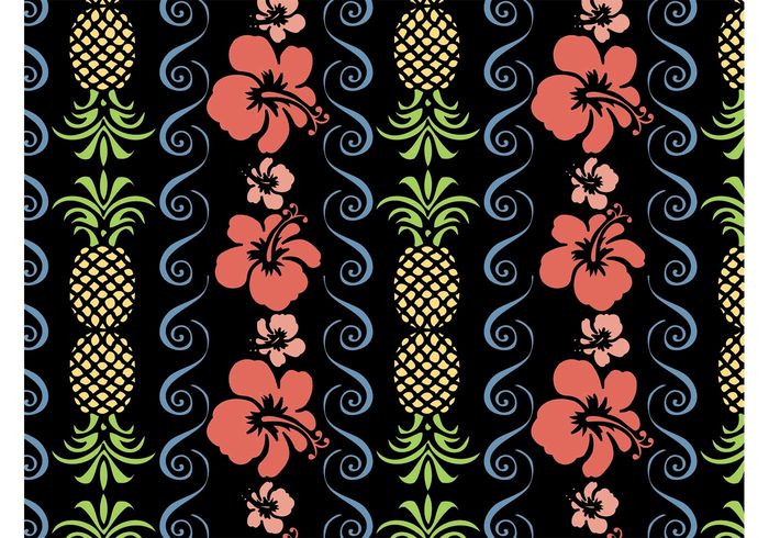 wallpaper summer seamless pattern plants pineapples petals fruits flowers floral exotic decorative decorations Clothing print background 