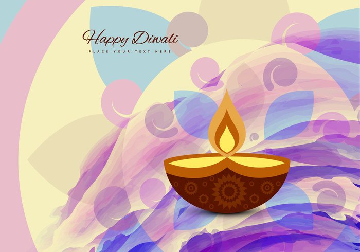 Rangoli oil lit lamp india happy flora festival Diwali design Composition colorful celebration card background 