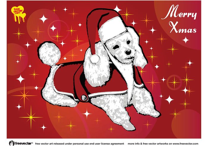 xmas santa puppy new year merry invitation holidays festive dog cute costume christmas vector christmas adorable 