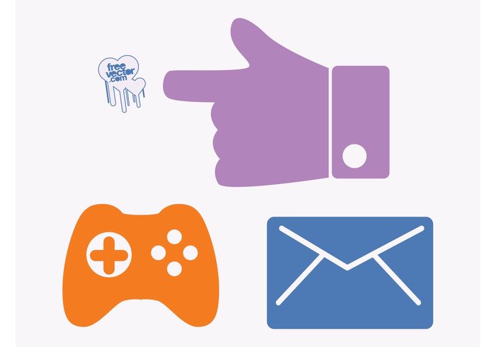 symbols stickers point pictograms pictogram mail logos hand gaming finger envelope email controller communicate buttons 