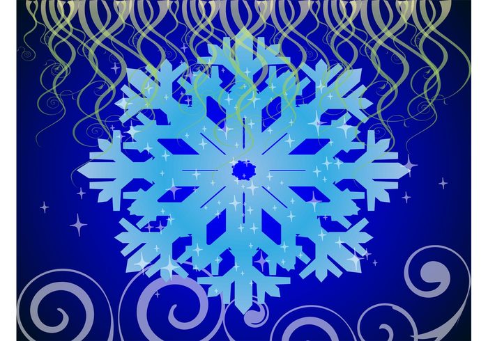 waving swirls Swirling lines Stems snowflake snow shiny shine rays plants leaves curved cold 