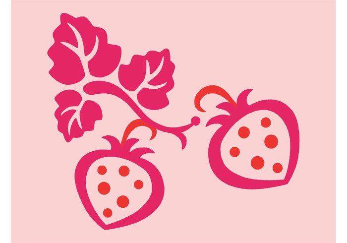 swirls strawberry strawberries Stems seeds plants nature leaves fruits food Edible dots decorations circles cartoon berries 
