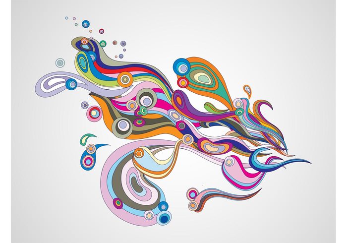 waving swirls swirling shapes psychedelic lines drops dots decorative colorful abstract 