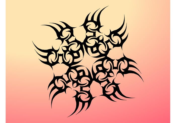 Tribal vector tattoo silhouette plant petals nature lines flower vector floral decorative decoration celtic artistic 