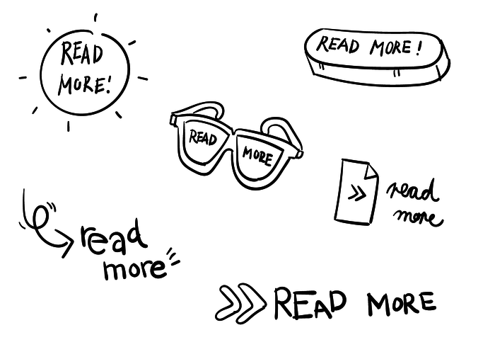 style scribble read more icon read more read quirky outlines more lines icon glasses fun font element continue cartoon button 