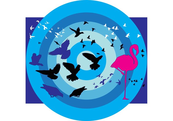 sweet silhouette set poster outdoors nature flying flamingo exotic cutout cute creature collection birds bird animals active 