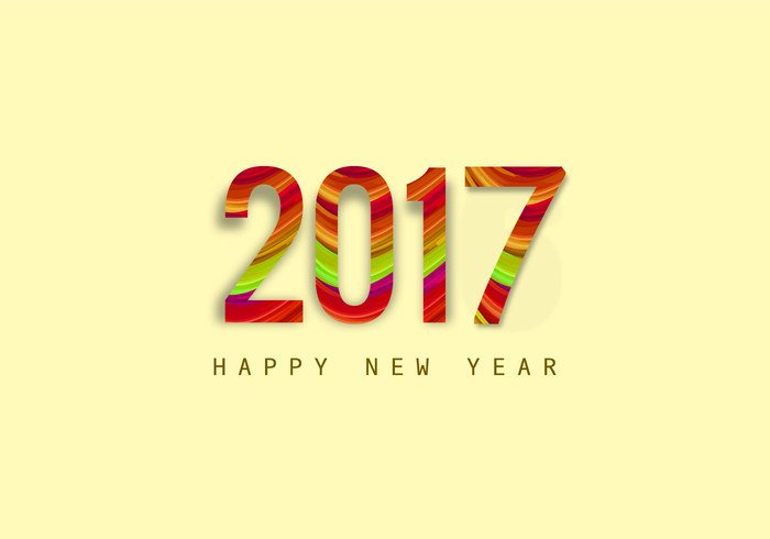 year typography text stylish paper new happy festival design colorful celebration card bright background 2017 