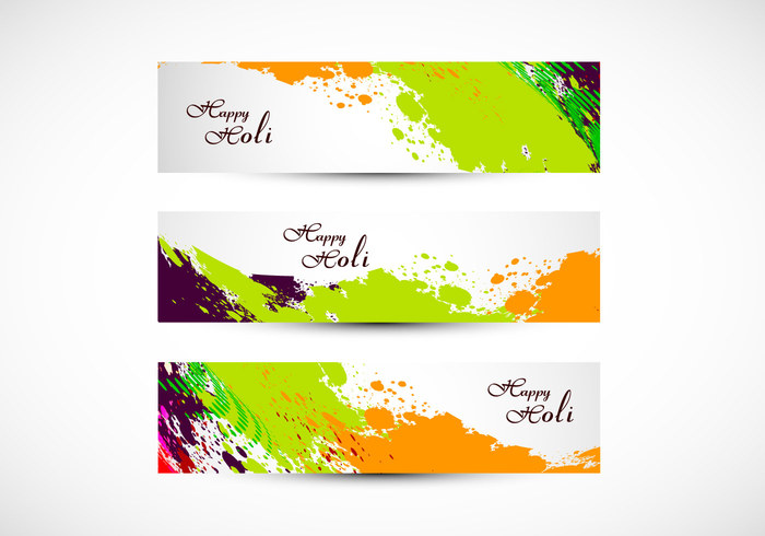 white watercolor variation splash set Powder india holi header festival color celebration card banner background 