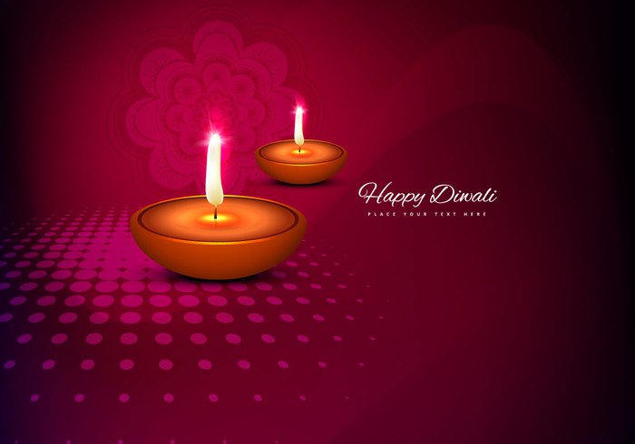 sparkling shiny Rangoli pink pattern happy glowing dot diya Diwali design circle celebration card background 