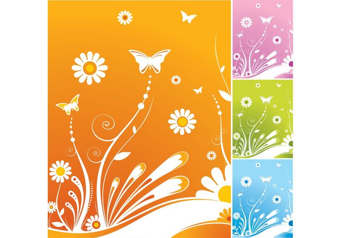 summer spring plants pink park orange nature joy happy green garden fun floral colors colorful butterfly butterflies blue background 