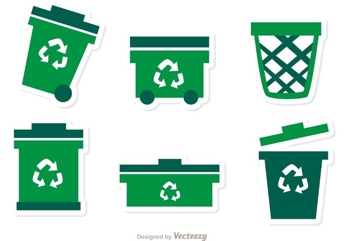 trash can trash bin trash rubbish can rubbish bin rubbish bag rubbish recycling junk Isolated On White green garbage eco bag 