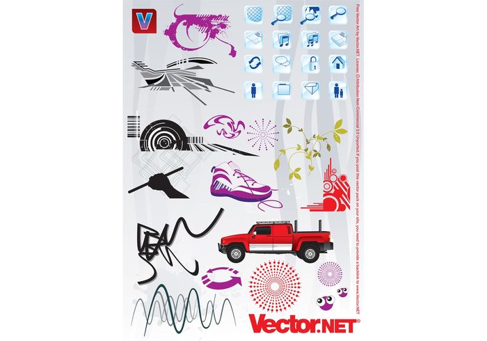 vector pack truck tag Street Art sound wave plant pick-up internet icons hand computer communication comics clip art character car alien 