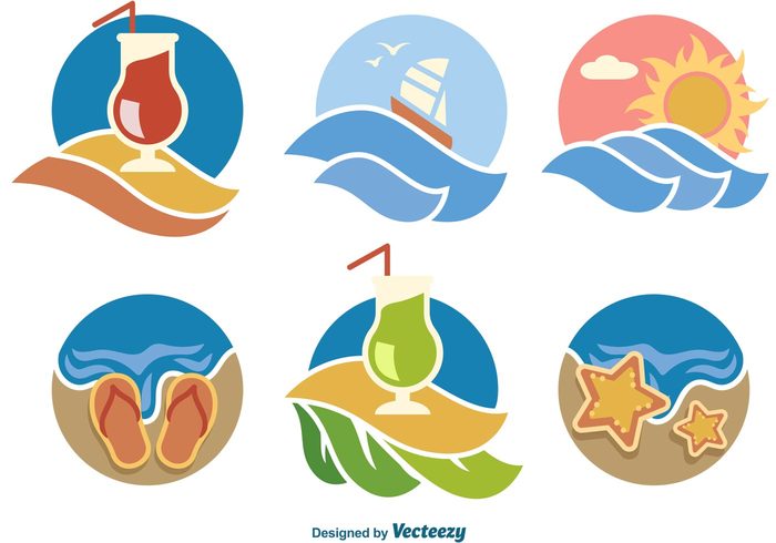 vacation travel tourism symbol sun summer icon summer badge summer sign ship sea Relaxation ice hot holiday glasses flat design camera boat beach 