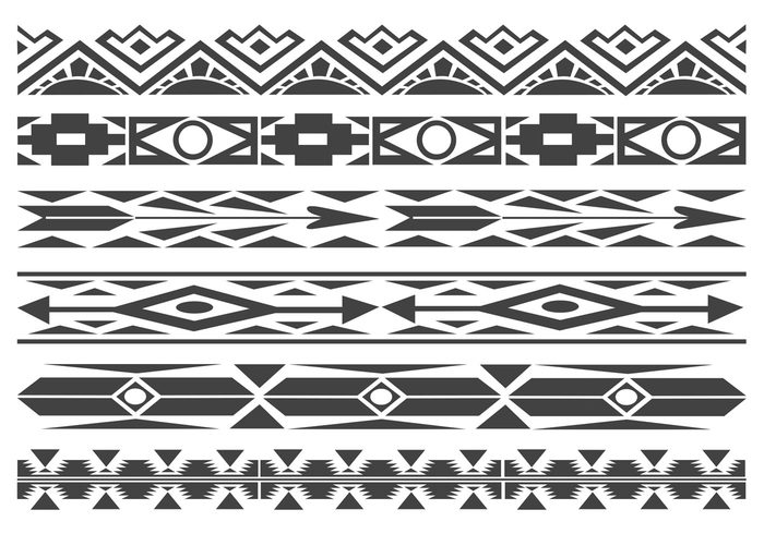 Download Free Monochrome Native American Pattern Vector Borders ...