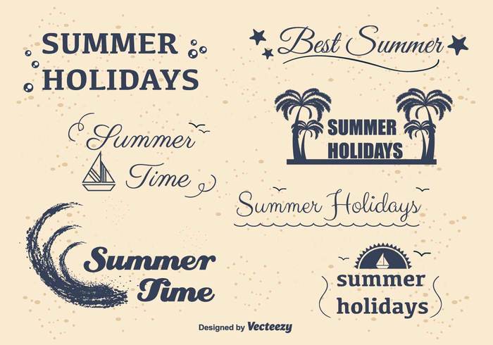 vacation typographic tropical travel text sun summer time summer holidays summer sign sea palm tree label fun billboard for beach beach 