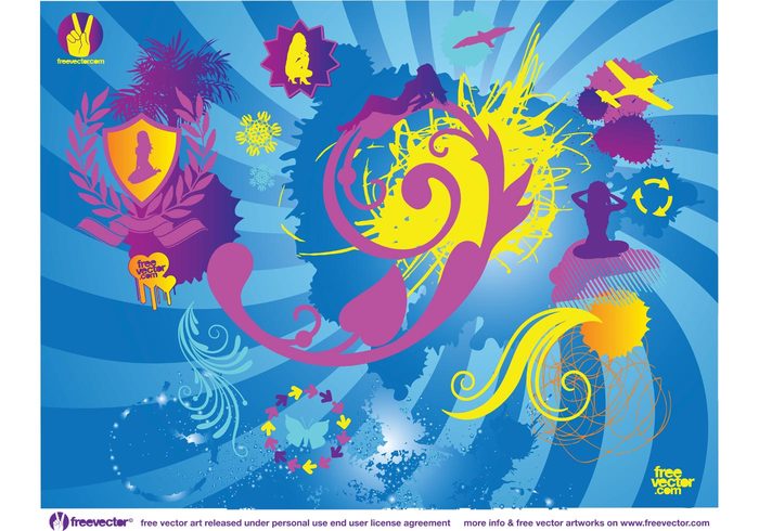 vector pack swoosh splatters silhouettes shield sexy ribbon plant paint hot grunge girls free graphics dynamic Design Elements airplane 