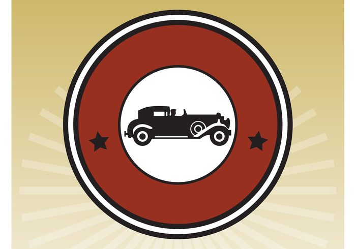 vehicle transport sticker stars round retro Repairs old logo geometric shapes drive circle automobile 