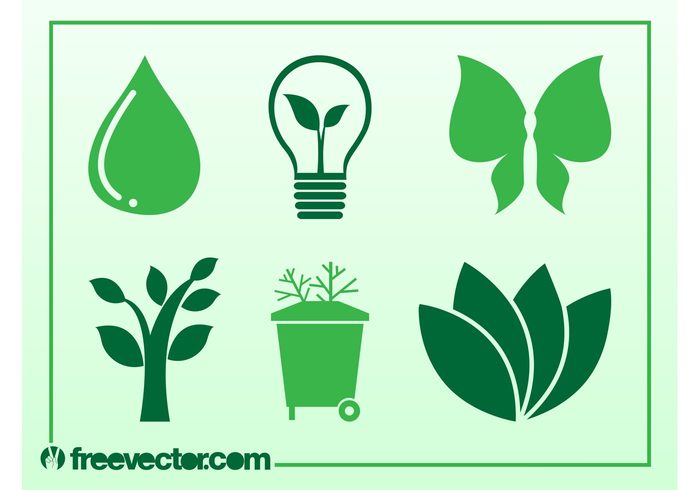 tree trash can recycling recycle plants nature logos leaves icons green energy Garbage can ecology eco drop butterfly bulb 
