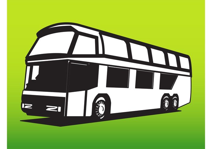 Windows wheels vehicle travel agency transportation transport tourism stylized shadow Double-decker Bus vector 
