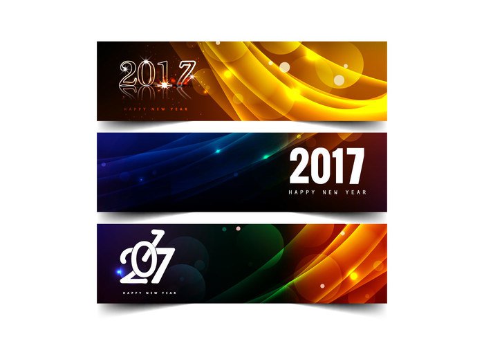 white variety template set presentation new year header glowing frame design colorful bright banner background 2017 