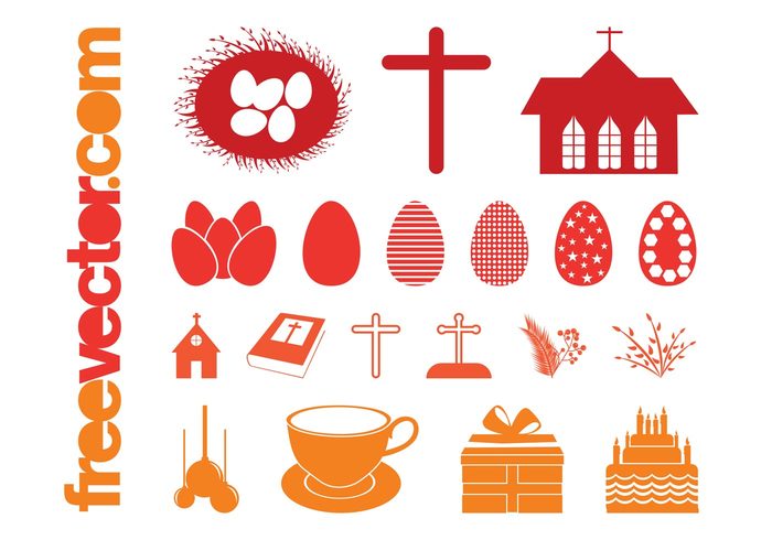 religious religion present plants nest holiday gift eggs egg easter crosses cross church Christianity cake branches bible 