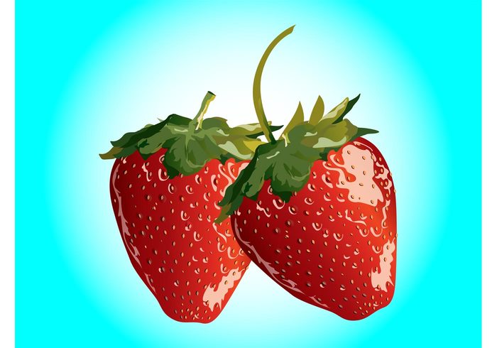 sweet strawberry stickers Stems shiny seeds plants organic nature natural meal logos leaves icons fruits fresh food dessert 