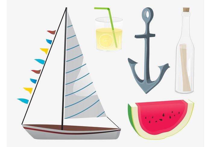watermelon vacation summer sailing sail message letter lemonade holiday fruit food drink cocktail bottle boat beverage anchor 