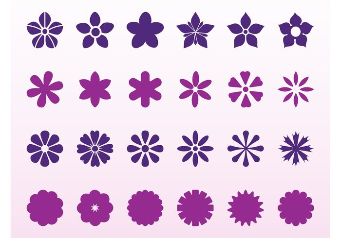 stylized spring plants petals nature icons flowers flower floral flora blossoms bloom 